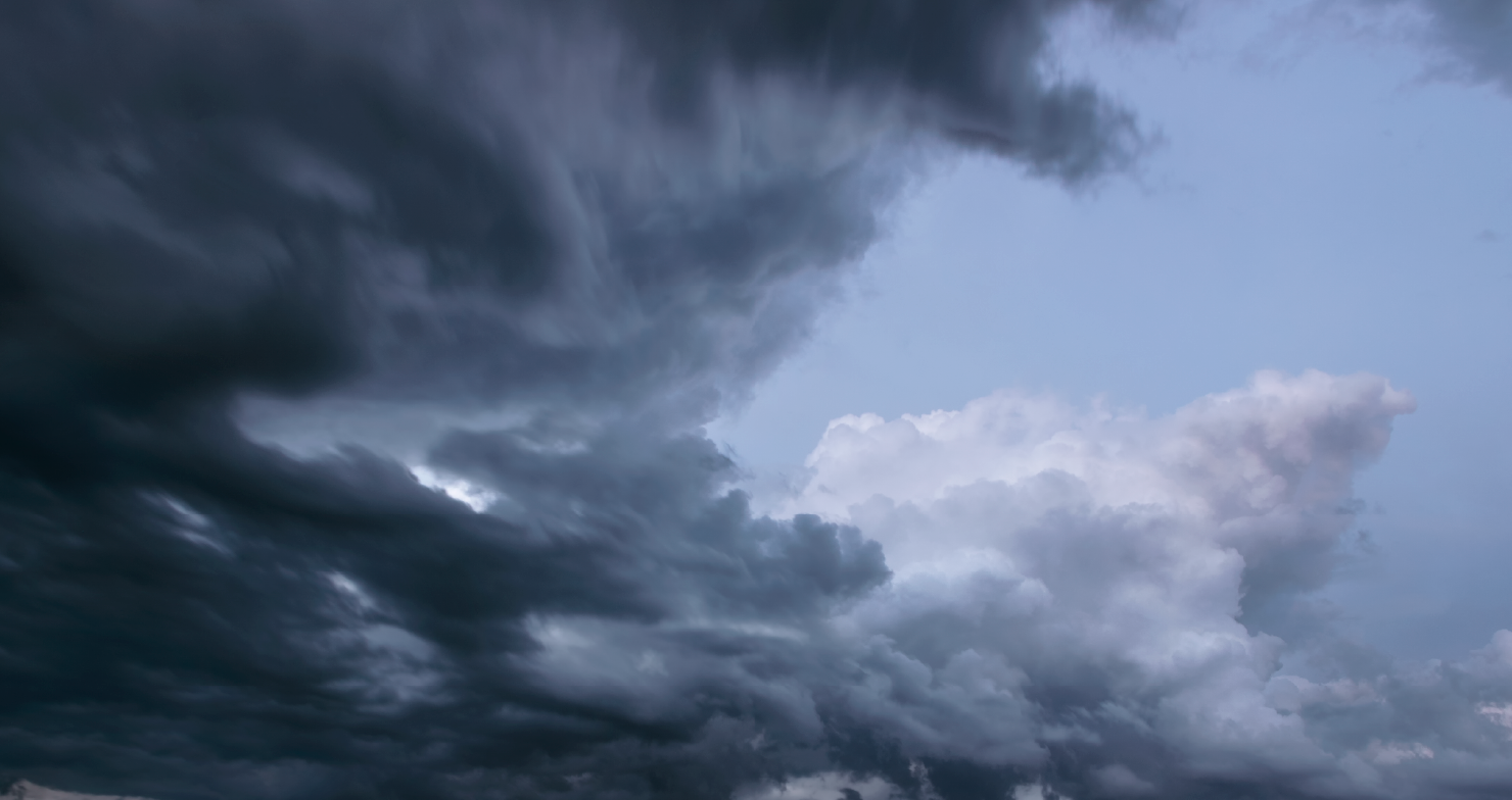 Dark clouds indicate the possibility of a storm