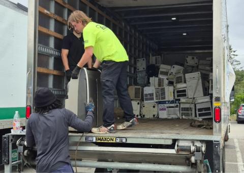 Workers loading truck